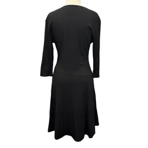 Garnet Hill Brianna Faux Wrap Knit‎ Dress Womens Size M Black Surplice Feminine thumbnail 4