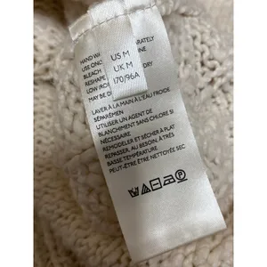 Free People Sandstorm Women's Beige Cable Knit Button Up Cardigan Sweater Top M thumbnail 5
