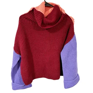 Free People Party City Oversize Chucky Knit Color Block Turtle‎ Neck Size XS thumbnail 2