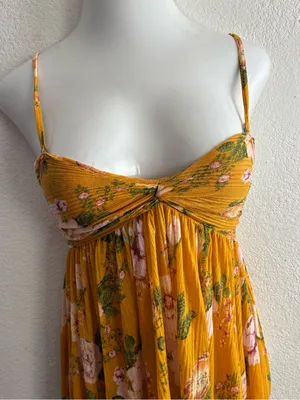 Free People Boho Mirage Yellow Floral Print Hi-Low Tunic Top S thumbnail 7