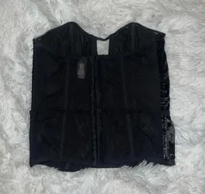 Victoria secret Corset Style Black Velvet Velour Strapless Lingerie Small thumbnail 3