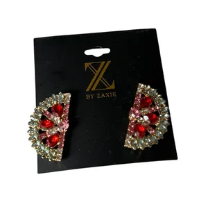 ZAXIE Watermelon Rhinestone Statement Earrings Red Crystal Fruit New thumbnail 1