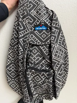 Kavu Rope Collection Geometric Dark Gray and White Sling adjustable Backpack Bag thumbnail 1