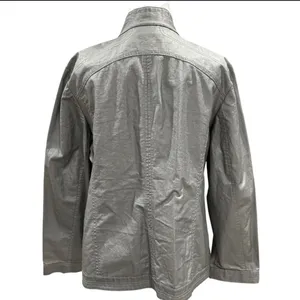 Additions by Chico's Linen Blend Silver Jacket Sz 2 Medium Hook Eye‎ Closure thumbnail 3