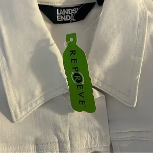 Lands' End Women's White Denim Jacket XL Long Sleeve‎ Casual thumbnail 14
