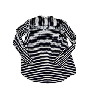 J.Crew The Boy Shirt Navy White Striped 100% Silk Button Down Size 10 thumbnail 3