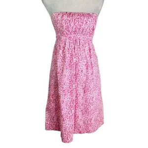 Vintage 90’s Lilly Pulitzer White Label Cotton Strapless Snorklin’ Dress Pink 2 thumbnail 3