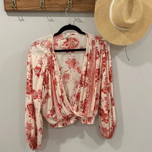 Sky and Sand pink‎ and cream blouse size Medium thumbnail 5