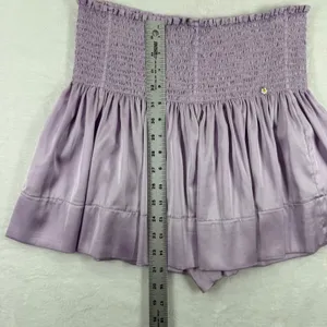 Natural Life Lavender Purple Smocked High Waist short Medium Satin‎ Feel Boho thumbnail 4