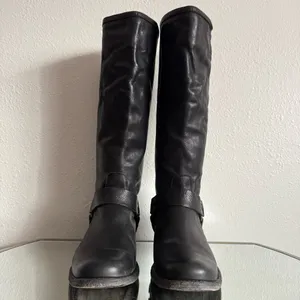 FRYE Black Leather Phillip Harness Tall Knee High Preppy Moto Riding Boots thumbnail 10