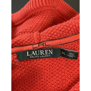 Lauren Ralph Lauren LRL Orange Waffle Knit Hooded Sweater XL Kangaroo Pocket thumbnail 8