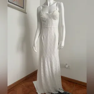 Lulus White Lace Bustier Maxi Dress – Size L – Stretch Fit Bridal Gown – New thumbnail 2