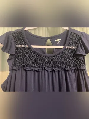 Old Navy Crochet Yoke Cap Sleeve Girls Dress thumbnail 2