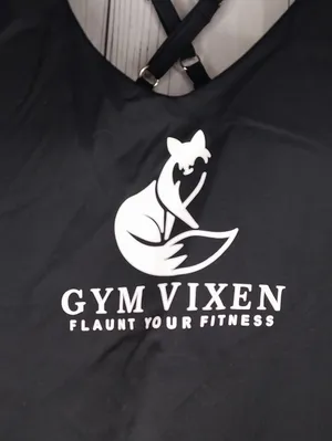 Gym Vixen Black Logo Strappy Fitness Activewear Workout Gym Crop Tank Top NWT thumbnail 2