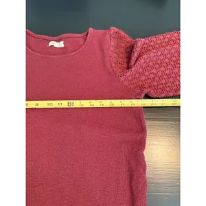 Madewell Womens Medium Red Textured Knit Eyelet Puff Sleeve Crewneck Top‎ thumbnail 3