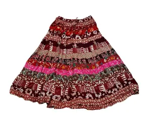Her Style Tiered Floral Patchwork Maxi Skirt Flowy Cottagecore Boho Western thumbnail 1