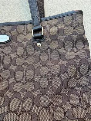 Coach Brown Signature Jacquard Monogram Zip Top Tote with Dark Leather Trim thumbnail 7
