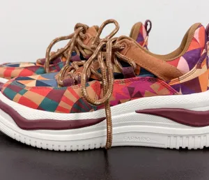 Farm Rio Graphics Scarves Platform Geometric Lace Up Sneakers 6.5 Brown Purple thumbnail 1