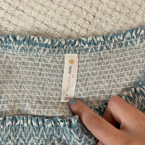 Daily Practice Anthropologie Blue and White Chevron smocked tiered Maxi Dress Si thumbnail 9