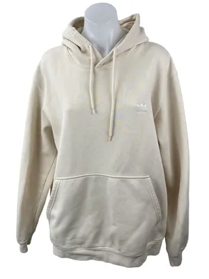 Adidas Cream Logo Long Sleeve Yoga Athletic Activewear Hoodie Sweatshirt Top XL thumbnail 1