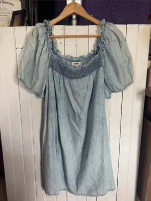 a.n.a Smocked Neckline Dress Light Blue Size XL thumbnail 1