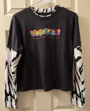 Grateful Dead Women’s Long Sleeve Tee Size Medium Black Tie Dye Dancing Bears thumbnail 1
