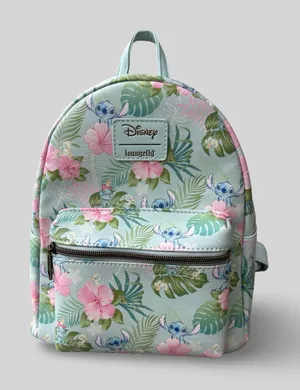 Loungefly Disney Lilo & Stitch Tropical Floral Mini Backpack Pastel Blue Vegan thumbnail 1