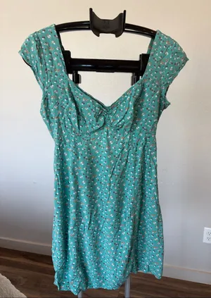 Aeropostale Teal Mini Dress with Tiny Floral Print thumbnail 1