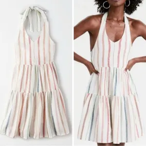 AMERICAN EAGLE Striped Halter Smocked Dress thumbnail 2