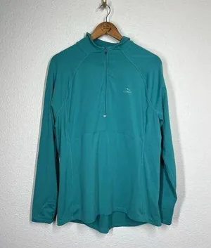 LL Bean Womens 1/2 Zip Pullover Top XL Regular Misses Long Sleeves Teal thumbnail 1