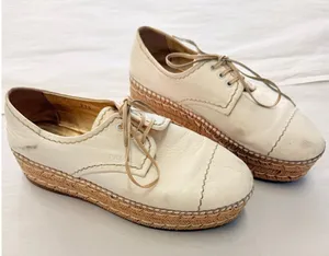 Prada 2024 Leather Platform Espadrilles EU 37.5 US 7.5‎ Off-White thumbnail 1