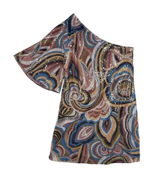 Vintage DejaVu Mini Dress Womens Small Pink Paisley Sequined Glam Cocktail 80's thumbnail 1