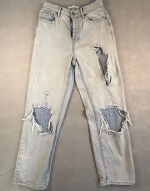 PacSun Womens High Rise Straight Distressed Light Wash Button Fly Jeans Size 24 thumbnail 1