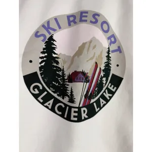 Lou & Grey Signature Soft Ski Resort Sweatshirt Cream Graphic Apres Ski NWOT Med thumbnail 2