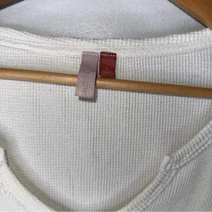 Pilcro V‎ Neck Thermal Henley Long Sleeve Top Off White Large thumbnail 3