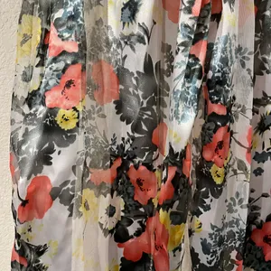 Vintage Silk Feel Scarf Korea Rectangular Floral Sage Yellow Peach 13.5 X 57 in thumbnail 4