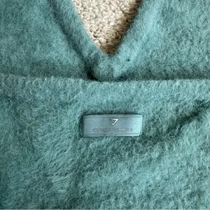 Gymshark x Whitney Simmons Eyelash Fuzzy Teal Halter Top with Tie Neck thumbnail 3