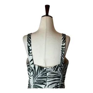 Hutch Aidy Dress‎ Womens 10 Black Ivory Palm Print Button Front Knee Length thumbnail 6