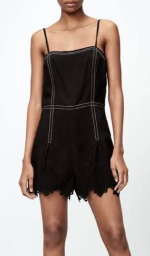 ZARA Romper Black with Lace Trim  thumbnail 1