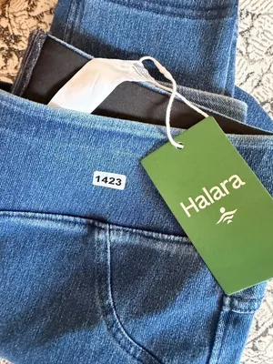 Halara m 7/8 Womens Blue Denim-Style Mid-Rise Jeggings With Stretch Waistband thumbnail 5