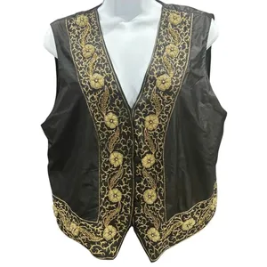 Vintage Maya Varma Silk Beaded‎ Black Vest Women's Large Impeccable Condition thumbnail 2