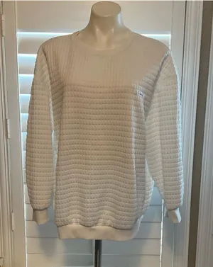 SHEIN Cream Quilted Crewneck Pullover thumbnail 1