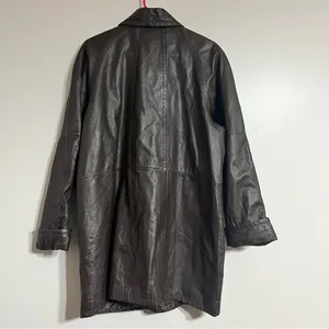 Women's Vintage Pelle New York Milano Brown Leather Jacket Coat Size‎ Large thumbnail 2