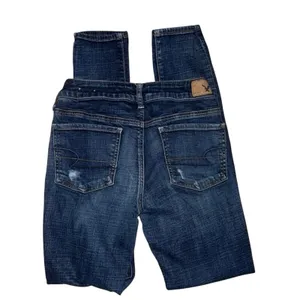 american eagle jegging super stretch distressed jeans size 6 dark wash skinny thumbnail 2