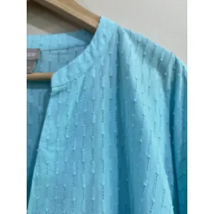 Chico's‎ Blue Textured 100% Cotton Boho Tunic Blouse Size 2 US=12/14 thumbnail 7