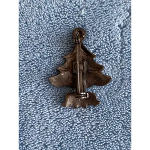 Vintage Pewter Christmas Tree Pin Brooch thumbnail 2