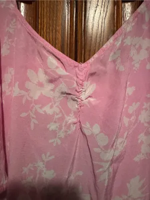 Womens Crepe Flutter Short Sleeve Midi Dress - A New Day - Pink Floral- Large thumbnail 4