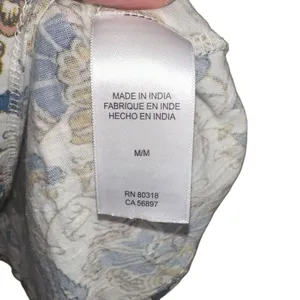 Lucky Brand Womens Blue Creme VTG Y2K Style Floral Boho Indie Ruffled Top Sz‎ M thumbnail 3