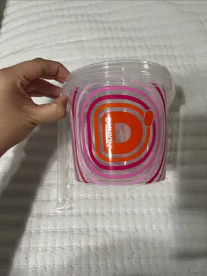 Dunkin' Branded Clear Tumbler with Pink and Orange Swirl thumbnail 3