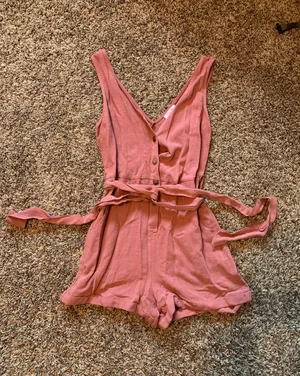Pink Lily Pink Tie Front Romper thumbnail 1